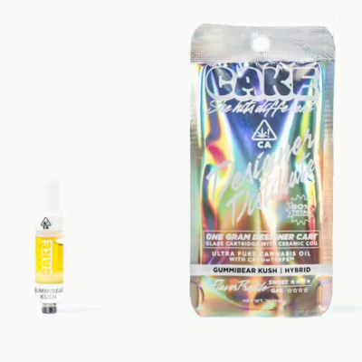 Gummibear Kush Cake cart, 1G designer distillate 510 cartridge with sweet candy and berry
